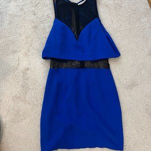 Blue dress with black lace - size M